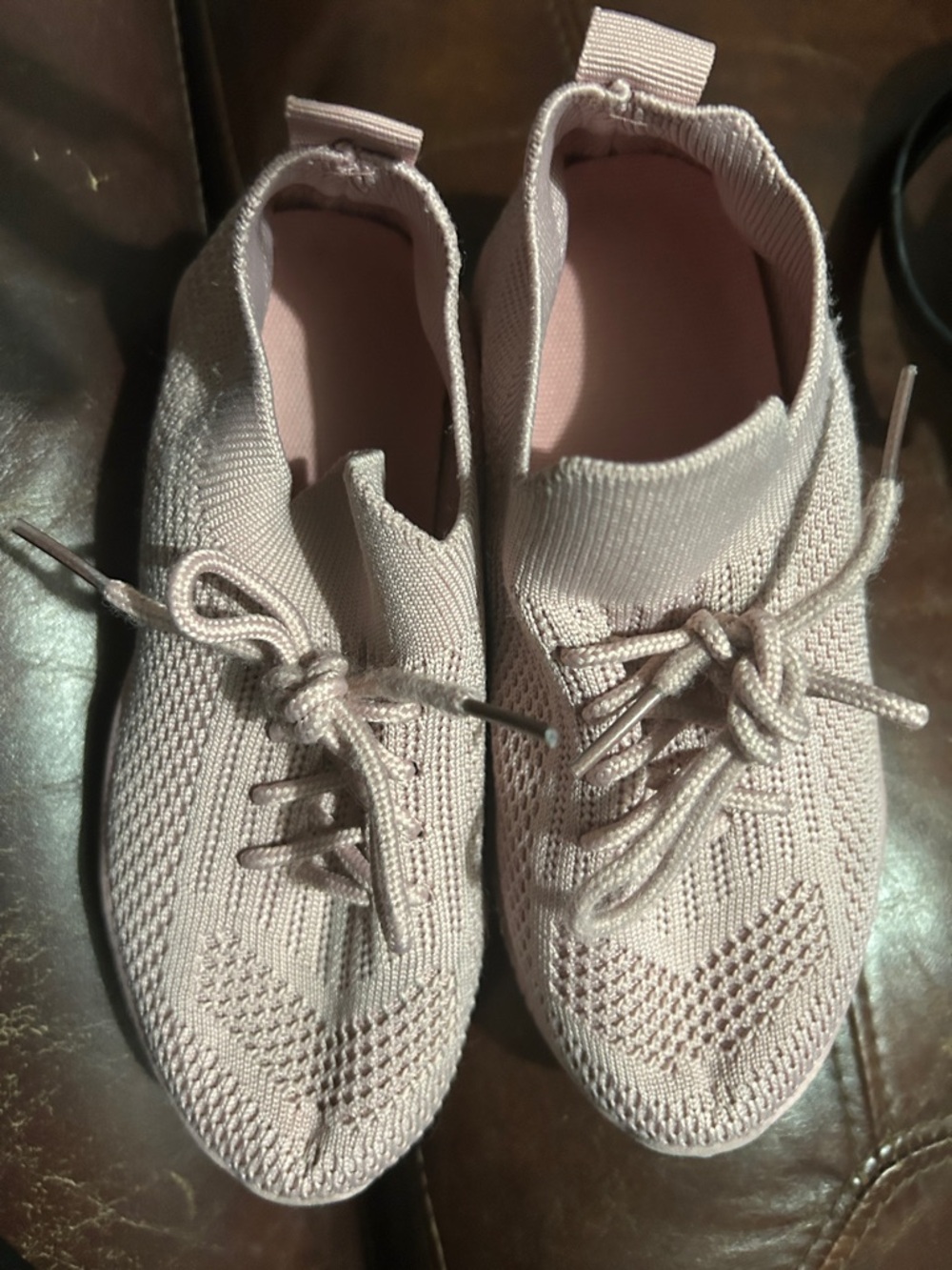 Women’s Lightweight Knit Lace-Up Sneakers in Light Pink (more like a Mauve)